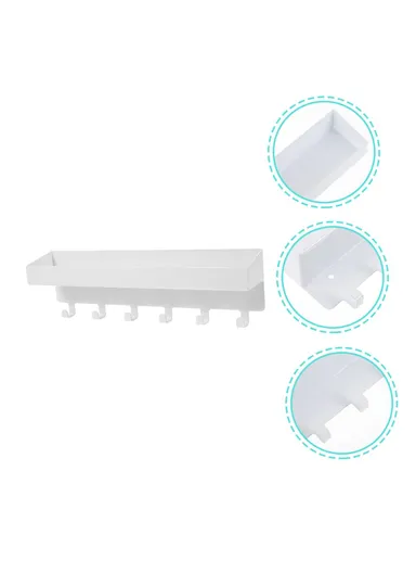 Iron Wall Mounted Key Holder Mail Organizer Hanger Hook Storage Rack for Home Entryway - White