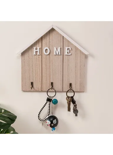 Nordic Style Wooden Wall Mount Key Hanging Hook Storage Rack Creative Entryway Organizer Home Decor - Dark Grey