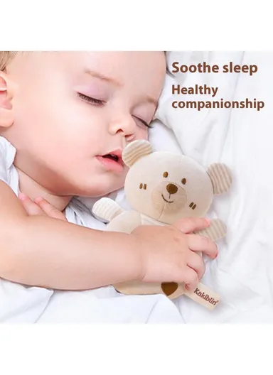 2Pcs Cartoon Animal Baby Rattle Teether Set Organic Cotton Infant Soothing Doll Shaker Toys - Rabbit