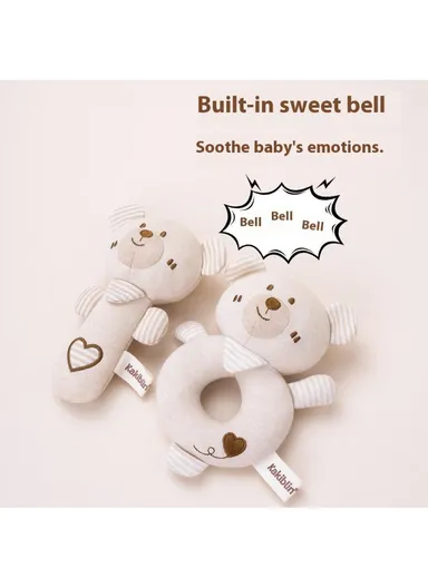 2Pcs Cartoon Animal Baby Rattle Teether Set Organic Cotton Infant Soothing Doll Shaker Toys - Elephant