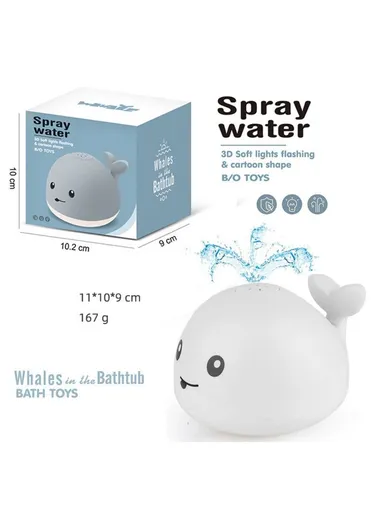 Electric Induction Children Spray Ball Water Light Music Baby Bath Toy - White Whale