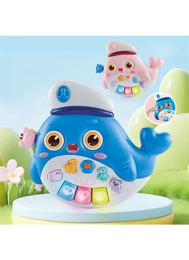 Children Early Education Electronic Keyboard Toy Baby Cartoon Animal Piano with Light Sound - Whale