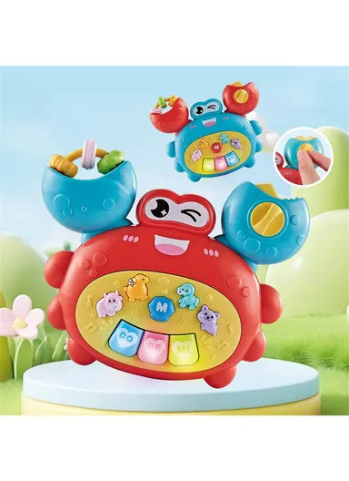 Children Early Education Electronic Keyboard Toy Baby Cartoon Animal Piano with Light Sound - Crab