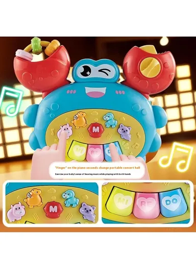 Children Early Education Electronic Keyboard Toy Baby Cartoon Animal Piano with Light Sound - Crab