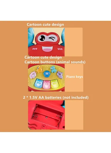 Children Early Education Electronic Keyboard Toy Baby Cartoon Animal Piano with Light Sound - Crab