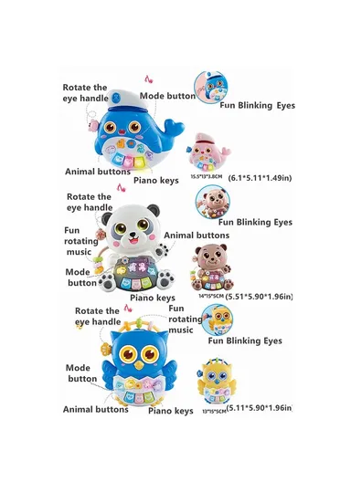 Children Early Education Electronic Keyboard Toy Baby Cartoon Animal Piano with Light Sound - Seahorse