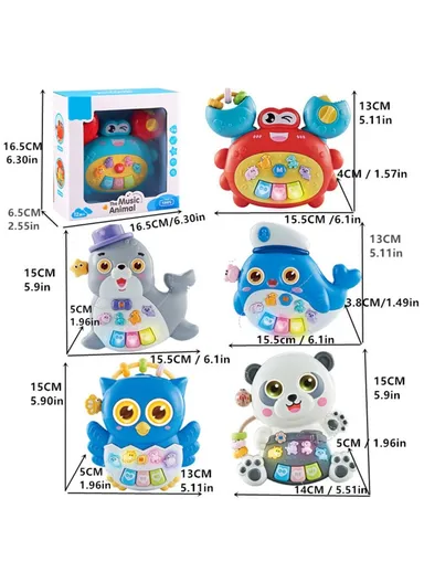 Children Early Education Electronic Keyboard Toy Baby Cartoon Animal Piano with Light Sound - Seahorse