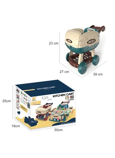 Pretend Play Kitchen Shopping Cart Combo with Sink, Lights &amp; Sounds – Watermelon Red 