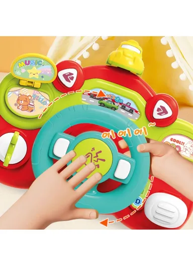 Simulate Driving Car Steering Wheel Toy with Music and Light Kids Early Educational Toy 899-180 - Bear