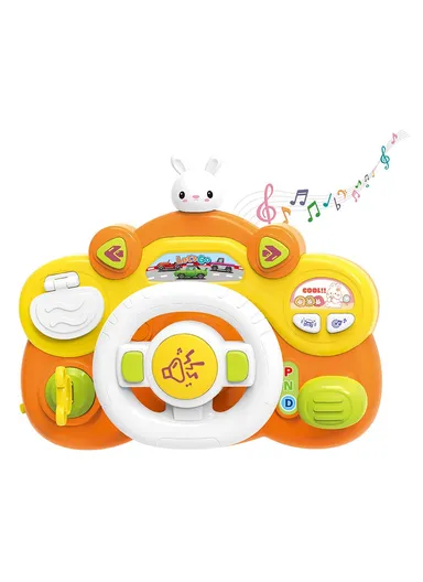Simulate Driving Car Steering Wheel Toy with Music and Light Kids Early Educational Toy 899-180 - Rabbit