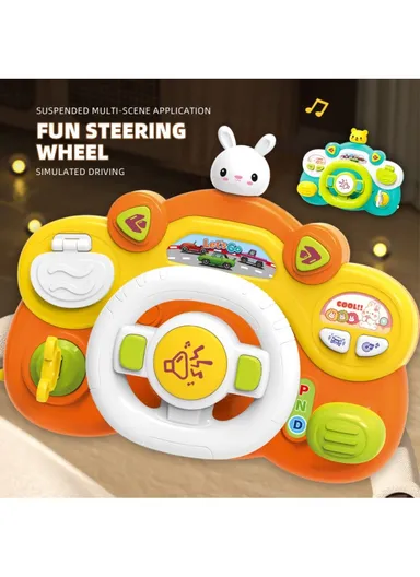 Simulate Driving Car Steering Wheel Toy with Music and Light Kids Early Educational Toy 899-180 - Rabbit