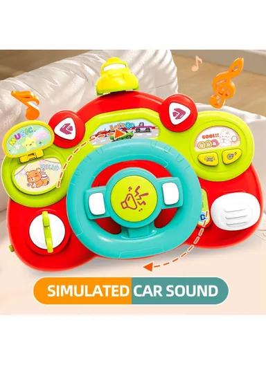 Simulate Driving Car Steering Wheel Toy with Music and Light Kids Early Educational Toy 899-180 - Rabbit