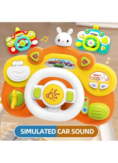 Simulate Driving Car Steering Wheel Toy with Music and Light Kids Early Educational Toy 899-180 - Rabbit
