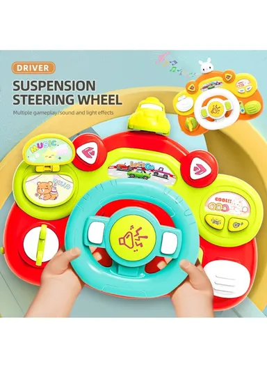 Simulate Driving Car Steering Wheel Toy with Music and Light Kids Early Educational Toy 899-180 - Rabbit