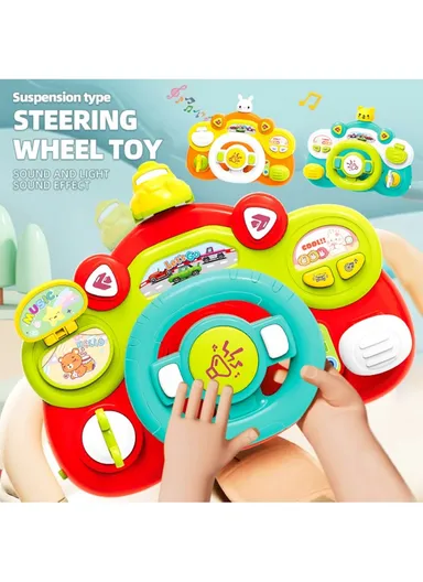 Simulate Driving Car Steering Wheel Toy with Music and Light Kids Early Educational Toy 899-180 - Rabbit