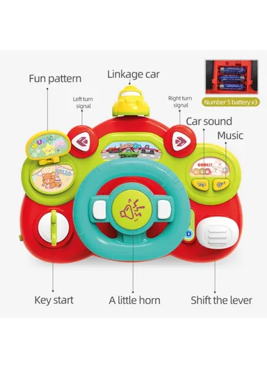 Simulate Driving Car Steering Wheel Toy with Music and Light Kids Early Educational Toy 899-180 - Rabbit