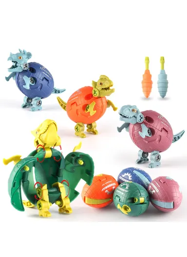 Kids DIY Screwing Assemble Deformation Dinosaur Egg Model Toy Creative Educational Toy JJ878 - Triceratops