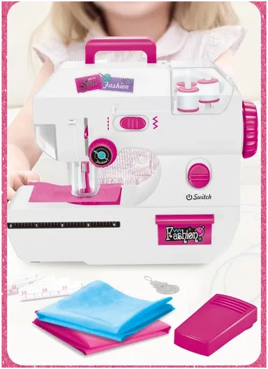 Children Sewing Machine Toy with Light Pretend Play Arts Crafts Kids Toys 7808