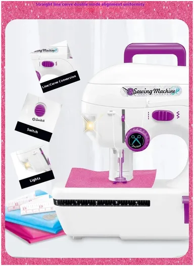 Children Sewing Machine Toy with Light Pretend Play Arts Crafts Kids Toys 7808