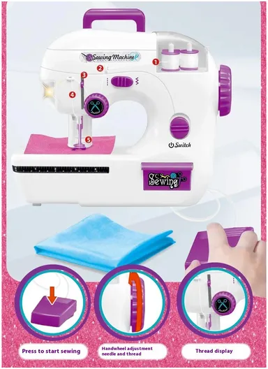 Children Sewing Machine Toy with Light Pretend Play Arts Crafts Kids Toys 7808