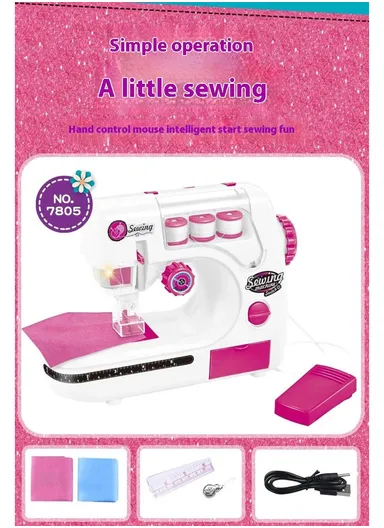 Children Sewing Machine Toy with Light Pretend Play Arts Crafts Kids Toys 7808