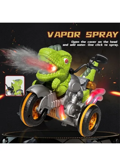 RC Spray Dinosaur Motorcycle Toy Light Sound Stunt Mechanical Vehicle - Brown