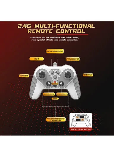 RC Spray Dinosaur Motorcycle Toy Light Sound Stunt Mechanical Vehicle - Green