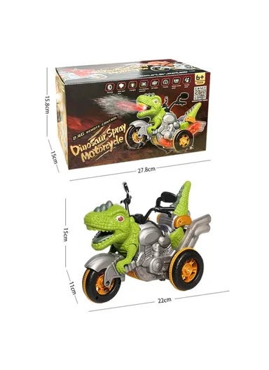 RC Spray Dinosaur Motorcycle Toy Light Sound Stunt Mechanical Vehicle - Green