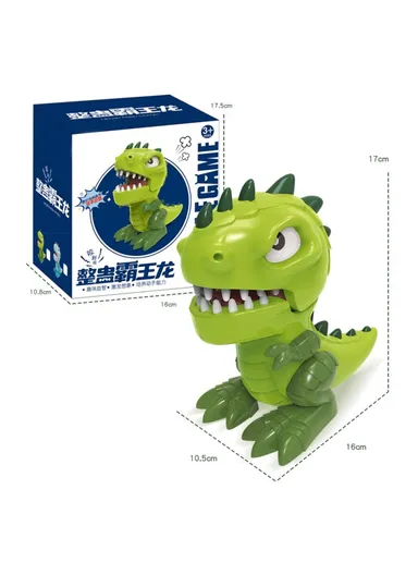 Dinosaur Teeth Game for Kids Biting Finger Push Tooth Down Game Prank Toys with Sound and Light - Green