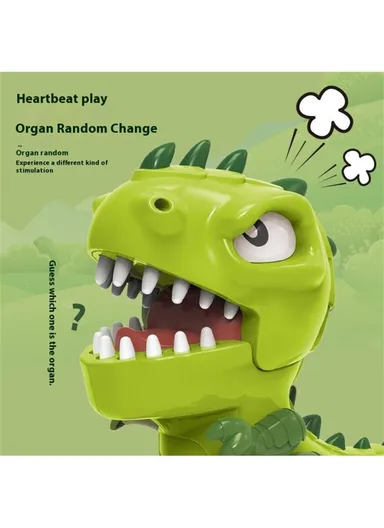 Dinosaur Teeth Game for Kids Biting Finger Push Tooth Down Game Prank Toys with Sound and Light - Green