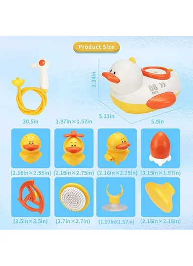 17D Electric Bath Duck Set with Shower Toy Battery Operated Multifunctional Bathtub Playset for Toddlers 