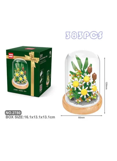 Flower Micro Building Blocks Lily Rose Tulips Bouquet Immortal Daisy Sunflower Mini Brick Figure Toy Home Decor - Daisy