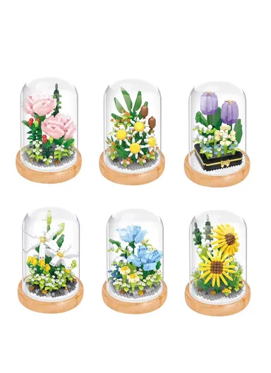 Flower Micro Building Blocks Lily Rose Tulips Bouquet Immortal Daisy Sunflower Mini Brick Figure Toy Home Decor - Daisy