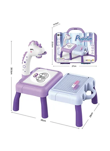 Children DIY Drawing Board Multi-Function Building Block Table Magnetic Writing Board Early Educational Toy - Deer