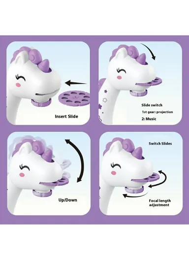 Children DIY Drawing Board Multi-Function Building Block Table Magnetic Writing Board Early Educational Toy - Purple Horse