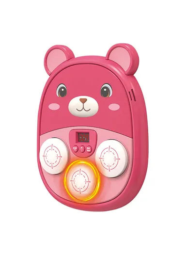 Cartoon Animal Music Boxing Machine for Kids Electronic Reaction Rhythm Interactive Toy - Rose