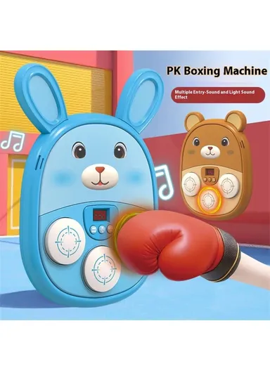 Cartoon Animal Music Boxing Machine for Kids Electronic Reaction Rhythm Interactive Toy - Rose