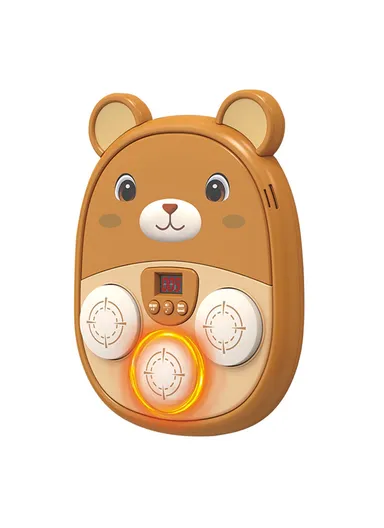 Cartoon Animal Music Boxing Machine for Kids Electronic Reaction Rhythm Interactive Toy - Brown