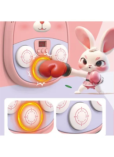 Cartoon Animal Music Boxing Machine for Kids Electronic Reaction Rhythm Interactive Toy - Brown