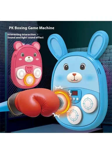 Cartoon Animal Music Boxing Machine for Kids Electronic Reaction Rhythm Interactive Toy - Brown