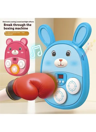 Cartoon Animal Music Boxing Machine for Kids Electronic Reaction Rhythm Interactive Toy - Brown