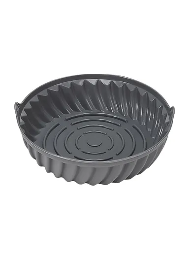 22cm Round Air Fryer Silicone Liner Food-Graded Bakery Pot Non-Stick Reusable Air Fryer Pot BPA-Free, FDA Certified DS11174 - Grey