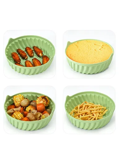 22cm Round Air Fryer Silicone Liner Food-Graded Bakery Pot Non-Stick Reusable Air Fryer Pot BPA-Free, FDA Certified DS11174 - Grey