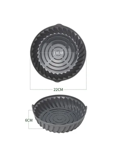 22cm Round Air Fryer Silicone Liner Food-Graded Bakery Pot Non-Stick Reusable Air Fryer Pot BPA-Free, FDA Certified DS11174 - Grey