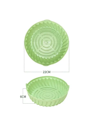 22cm Round Air Fryer Silicone Liner Food-Graded Bakery Pot Non-Stick Reusable Air Fryer Pot BPA-Free, FDA Certified DS11174 - Cyan