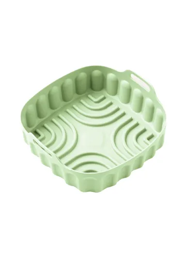 17.5cm Square Reusable Silicone Air Fryer Liner Oven Microwave Bakery Accessories BPA-Free, FDA Certified DS11206 - Green