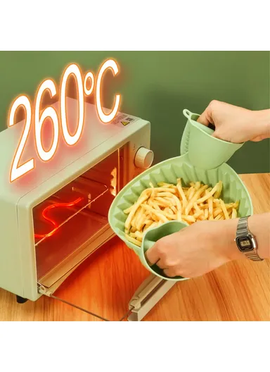 19cm Air Fryer Silicone Round Pot Food-Graded Liner Non-Stick Basket Oven Accessories BPA-Free, FDA Certified DS11174 - Red