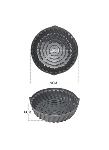 19cm Air Fryer Silicone Round Pot Food-Graded Liner Non-Stick Basket Oven Accessories BPA-Free, FDA Certified DS11174 - Grey