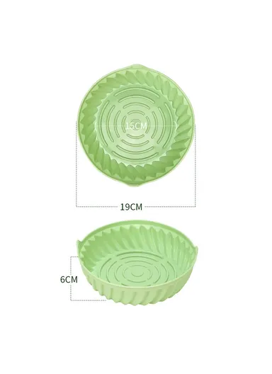 19cm Air Fryer Silicone Round Pot Food-Graded Liner Non-Stick Basket Oven Accessories BPA-Free, FDA Certified DS11174 - Cyan