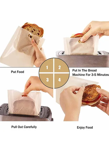 Reusable Non Stick PTFE Bread Bags for Microwave Oven Toaster (L17 x W19)cm